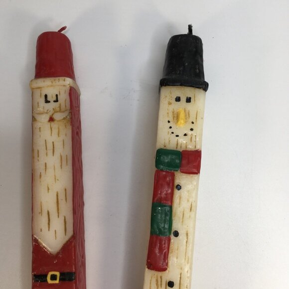 Vintage Christmas  Santa Snowman Square Sculpture Candle 10"  Wax Unused 2 pack - Picture 2 of 5